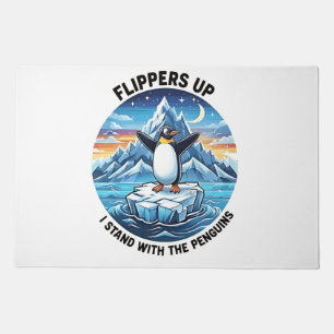 Funny Penguin Resist Protest Against Tarrifs  Doormat