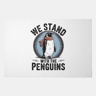 Funny Penguin Resist Protest Against Tarrifs Doormat