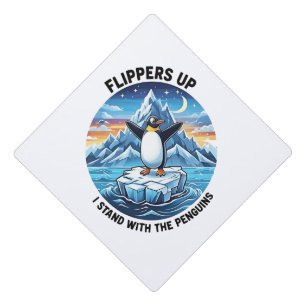 Funny Penguin Resist Protest Against Tarrifs  Graduation Cap Topper