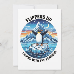 Funny Penguin Resist Protest Against Tarrifs Holiday Card
