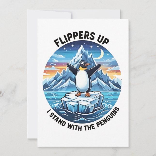 Funny Penguin Resist Protest Against Tarrifs  Invitation (Front)
