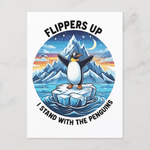 Funny Penguin Resist Protest Against Tarrifs Invitation Postcard