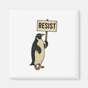 Funny Penguin Resist Protest Against Tarrifs Magnet