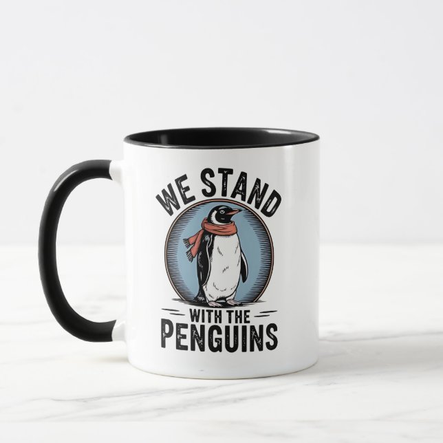 Funny Penguin Resist Protest Against Tarrifs  Mug (Left)