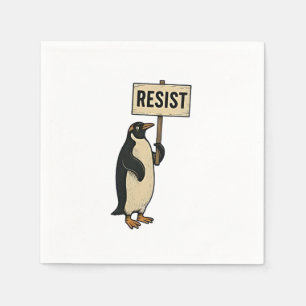 Funny Penguin Resist Protest Against Tarrifs Napkins