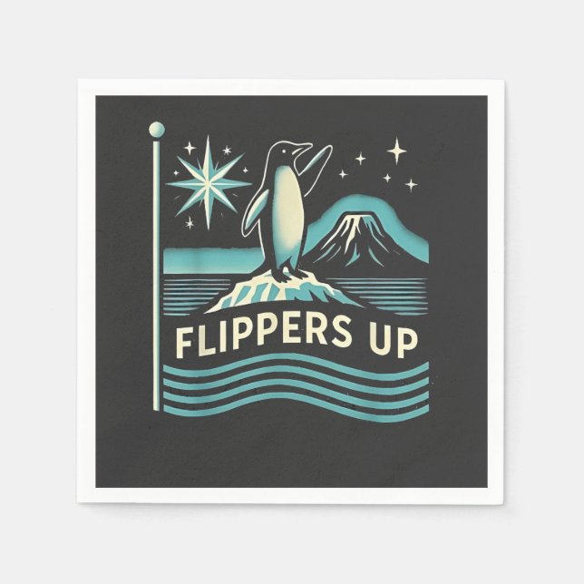 Funny Penguin Resist Protest Against Tarrifs  Napkins (Front)