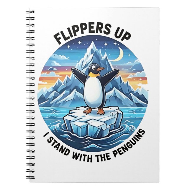 Funny Penguin Resist Protest Against Tarrifs  Notebook (Front)