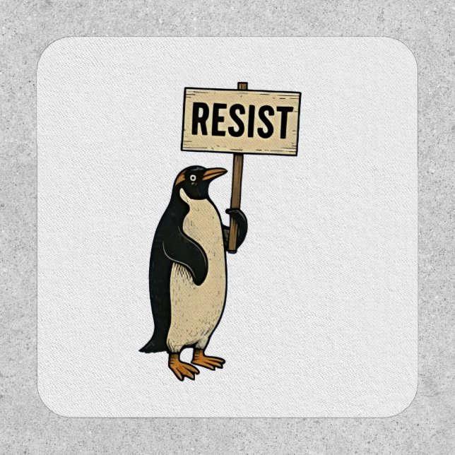 Funny Penguin Resist Protest Against Tarrifs  Patch (Front)