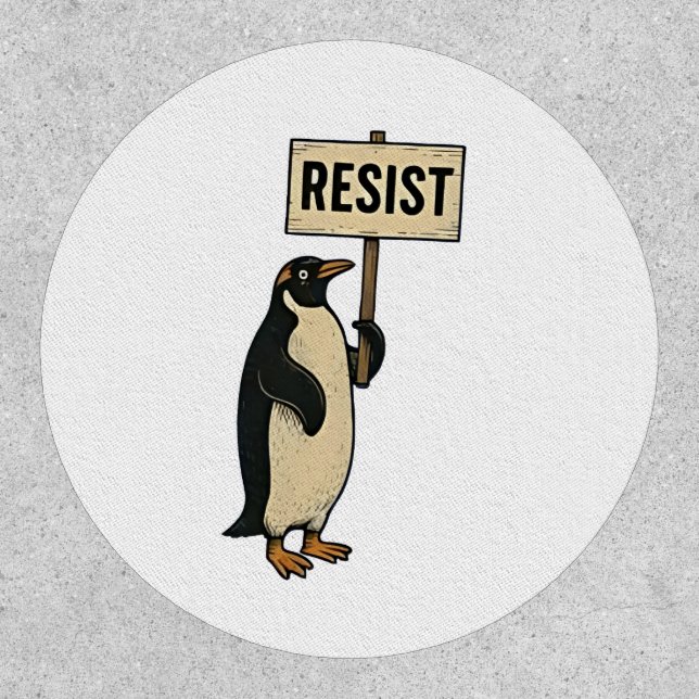 Funny Penguin Resist Protest Against Tarrifs  Patch (Front)