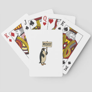 Funny Penguin Resist Protest Against Tarrifs Poker Cards