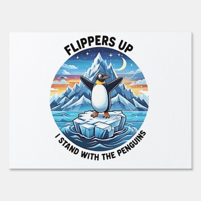 Funny Penguin Resist Protest Against Tarrifs  Sign (Front)