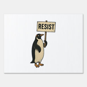 Funny Penguin Resist Protest Against Tarrifs  Sign