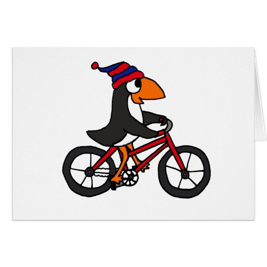 Funny Penguin Riding Red Bicycle Cards (Front Horizontal)