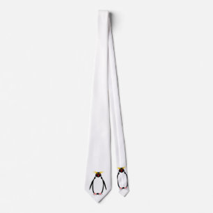 Funny penguin rockhopper or macaroni neck tie
