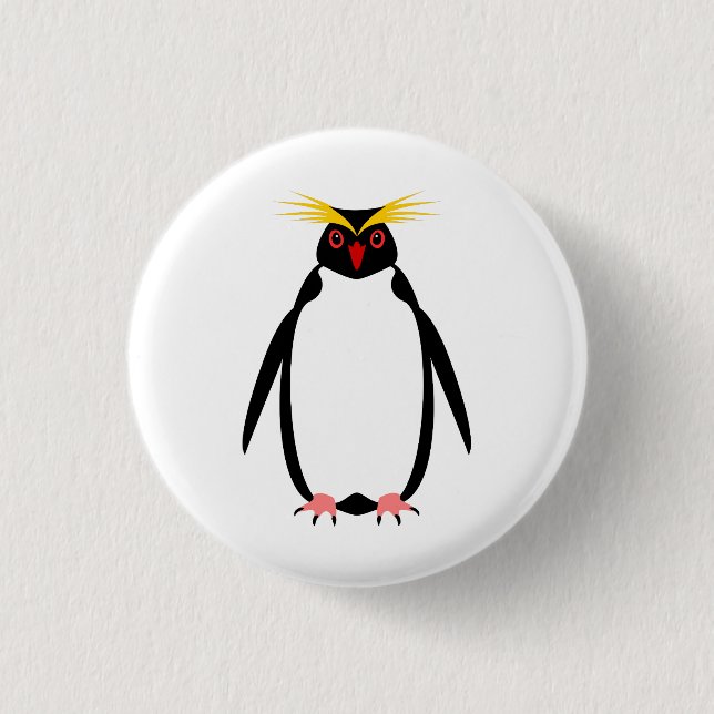 Funny penguin rockhopper or macaroni pinback button (Front)