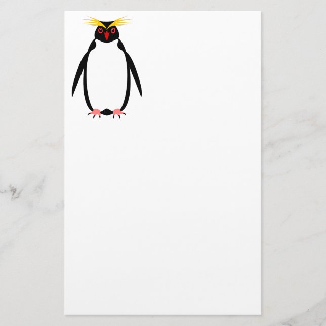 Funny penguin rockhopper or macaroni stationery (Front)