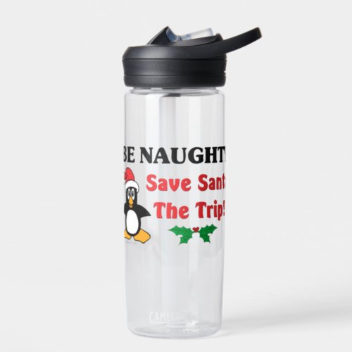 Funny Penguin Save Santa the Trip Water Bottle