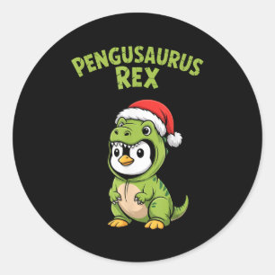 Funny Penguin T-rex Costume Christmas Kids Boys  Classic Round Sticker