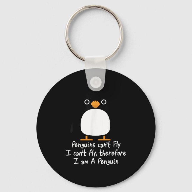 Funny Penguin T Shirt Cool I Can't Fly Animal Love Keychain (Front)