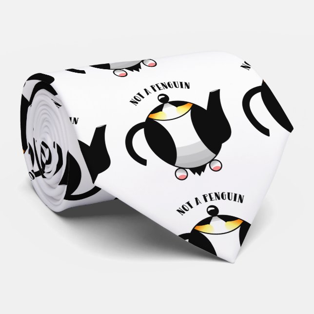 Funny penguin teapot neck tie (Rolled)