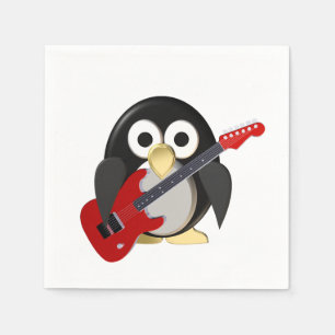 Funny penguin with guitar napkins