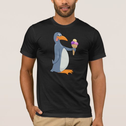 Funny Penguin With Ice Cream Mens T_Shirt