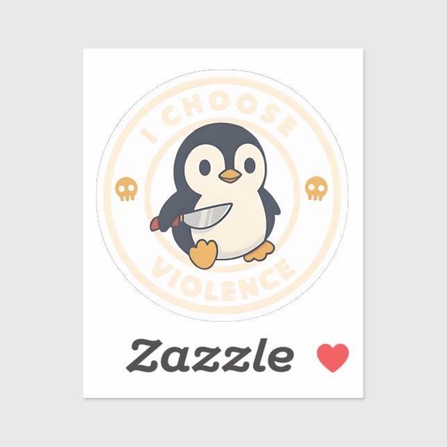 Funny Penguin With Knife I Choose Violence Meme Sticker (Sheet)