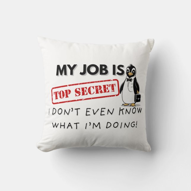 Funny Penguin-Work Struggle Throw Pillow (Front)
