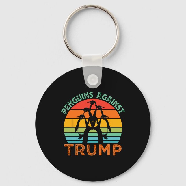 Funny Penguins Against Trump Funny Trump Tariffs C Keychain (Front)