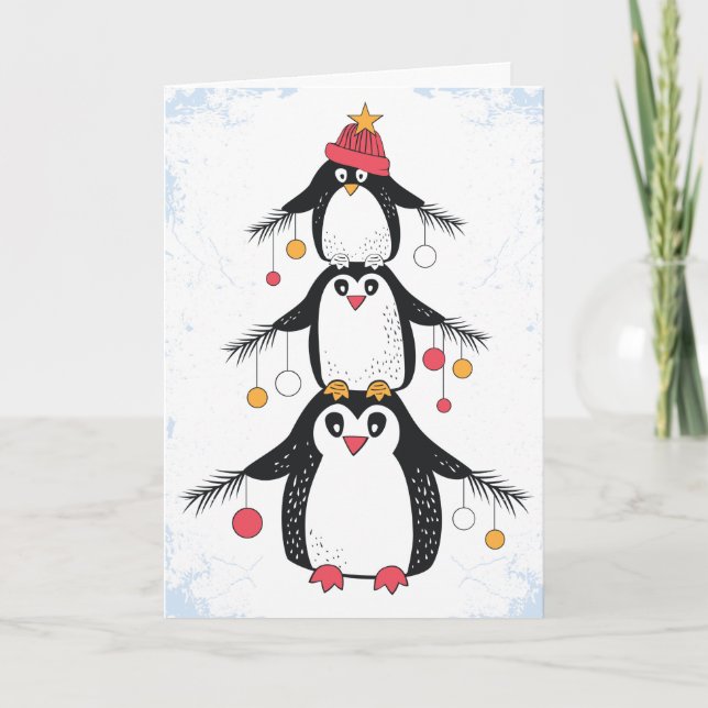 Funny Penguins Christmas Card (Front)