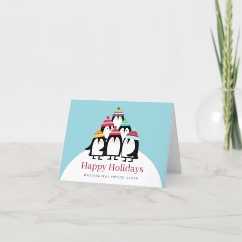 Funny Penguins Christmas Corporate Greeting Holiday Card