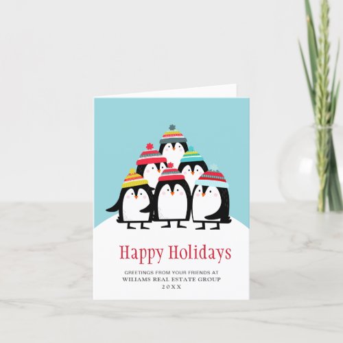Funny Penguins Christmas Corporate Greeting Holiday Card