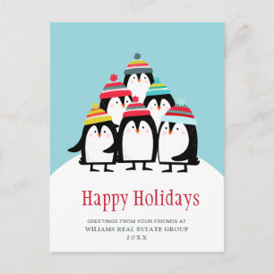Funny Penguins Christmas Corporate Greeting Postcard