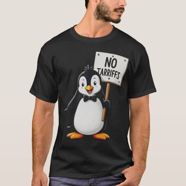 Funny Penguins NO TARIFFS Taxes T-Shirt (Front)