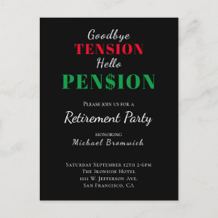 Funny Pension Retirement Party Invitation Postcard