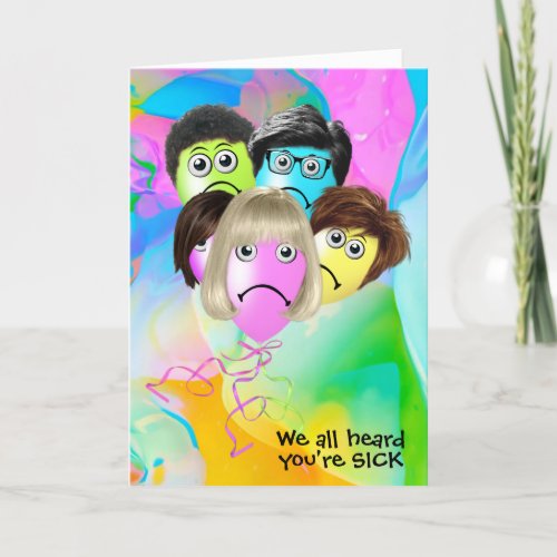 Funny People Balloons Get Well  Card