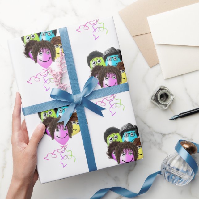 Funny People Birthday Balloon Group Wrapping Paper (Gifting)