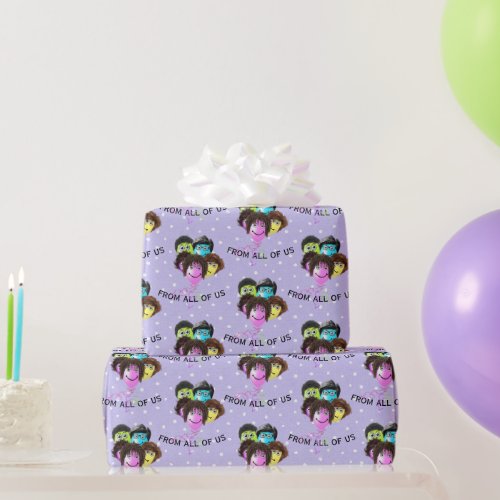 Funny People Birthday Balloons on Dots  Wrapping Paper