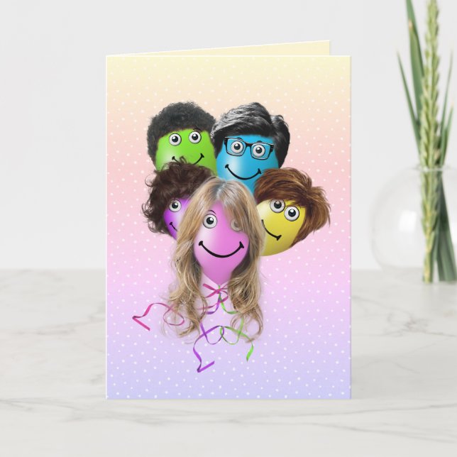 Funny People Birthday Party Balloons Card (Front)