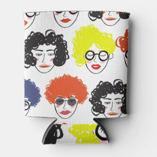 Funny people crowd: seamless design. can cooler