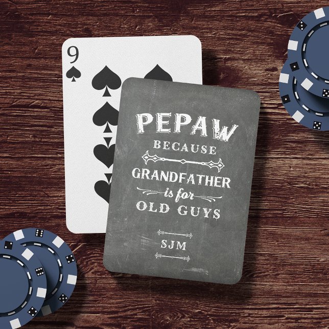 Funny Pepaw Grandfather Monogram Poker Cards (Creator Uploaded)