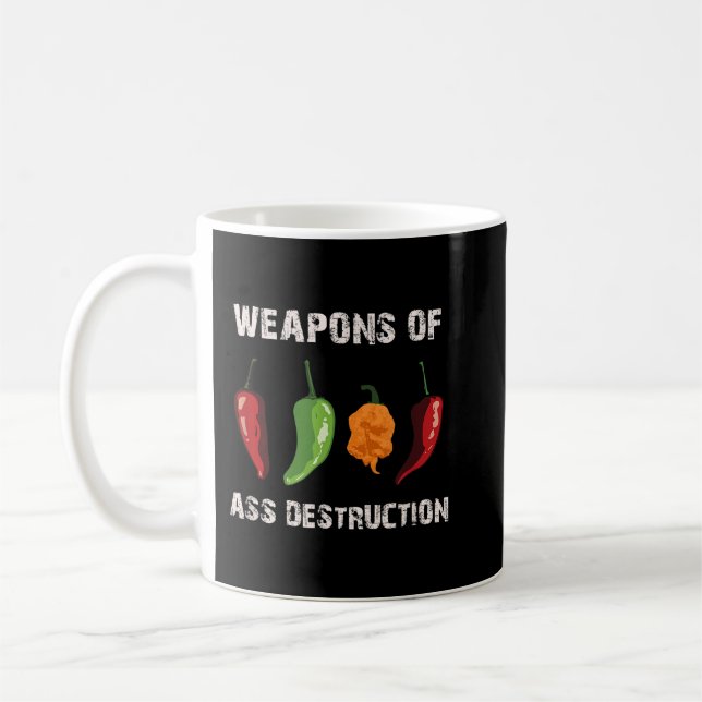 Funny pepper chili head spicy hot foods  coffee mug (Left)