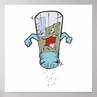 funny pepper shaker cartoon character poster