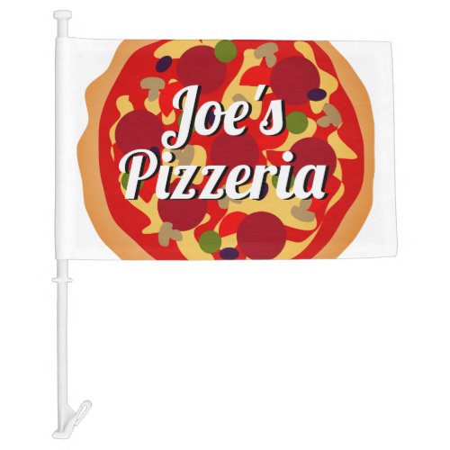 Funny pepperoni pizza custom pizzeria restaurant car flag