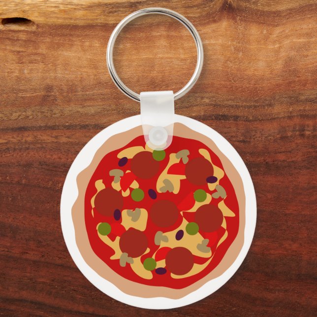 Funny pepperoni pizza custom round button keychain (Front)