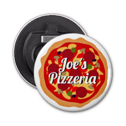 Funny pepperoni pizza custom round magnetic bottle opener