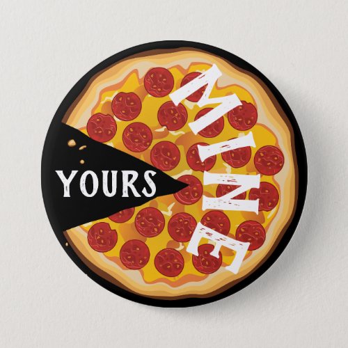 Funny pepperoni pizza cute foodie black red button