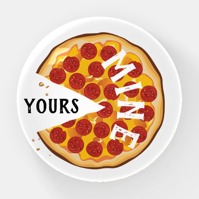 Funny pepperoni pizza cute foodie  paperweight (Front)