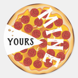 Funny pepperoni pizza cute foodie party classic round sticker