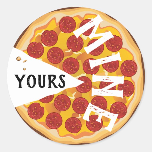 Funny pepperoni pizza cute foodie party classic round sticker (Front)